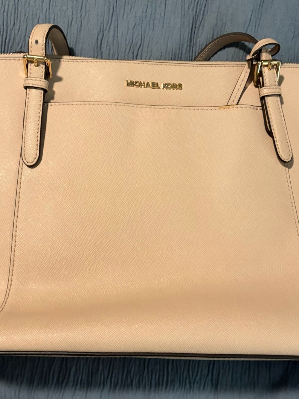 Michael Kors Pale Pink Saffiano Leather Tote with Gold Hardware
